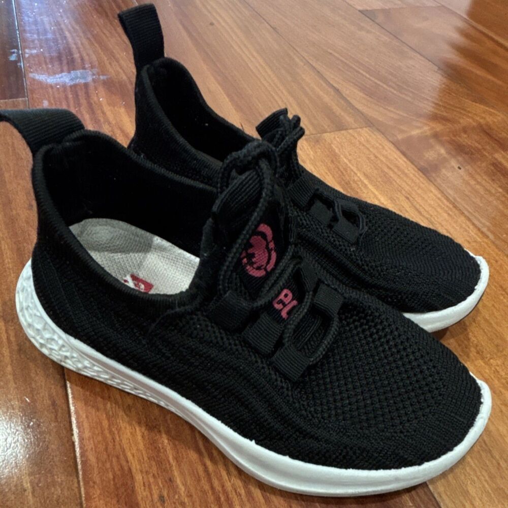 Echo RED Kids Black & White Knit Low Top Lace-Up Athletic Sneakers size 10